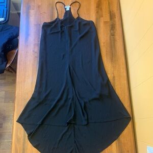 Adrienne Vittadini 8 Black Halter Spaghetti Strap High-Low Dress Flair Bottom